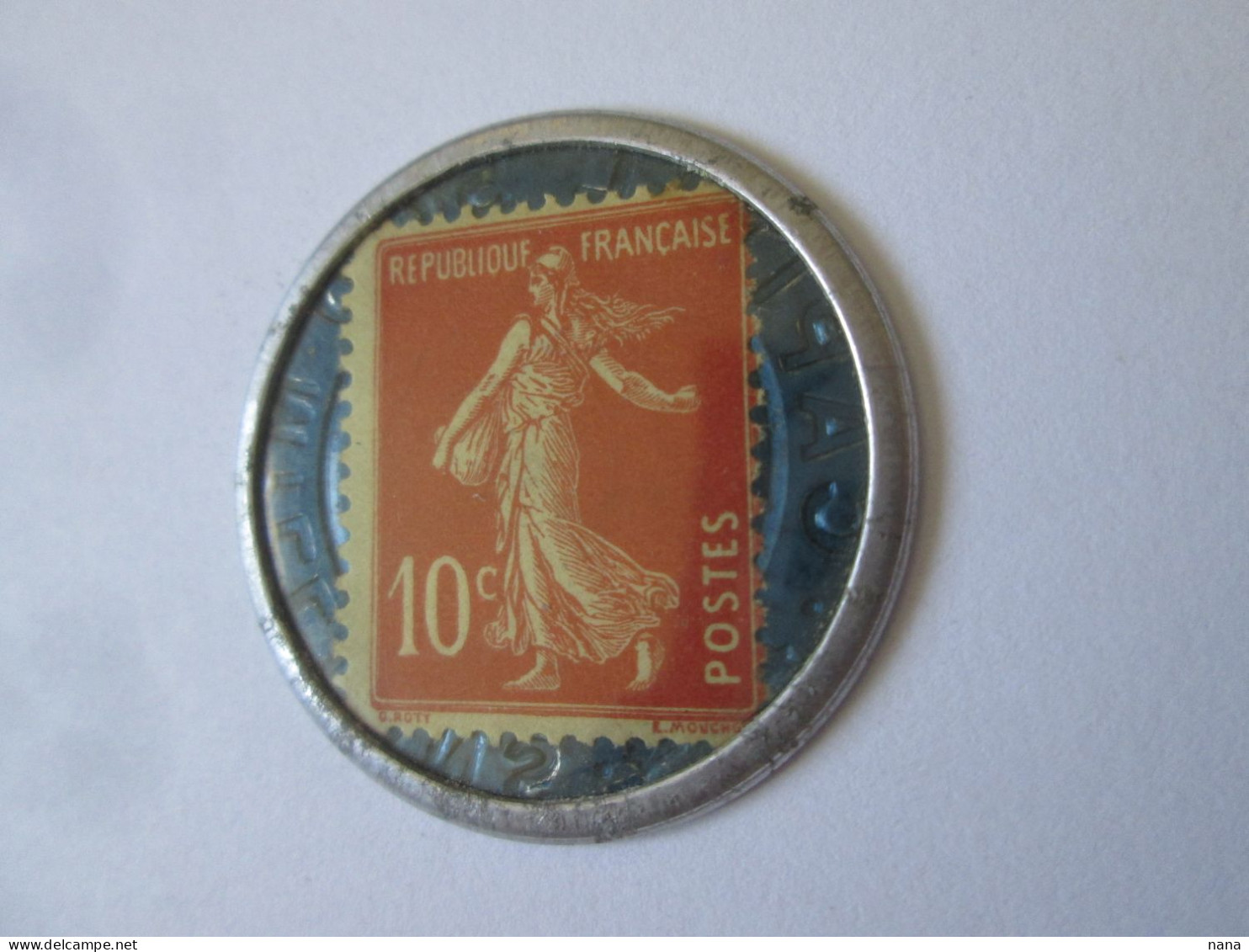 France:Timbre Monnaie 10 Centimes Societe Generale Neuf Vers 1920/Societe Generale 10 Centimes UNC Coin Stamp 1920s - Bonos