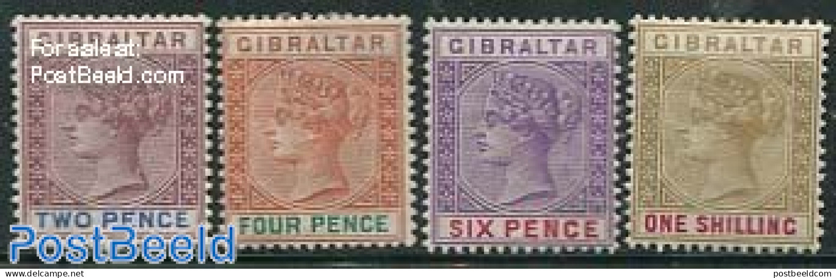 Gibraltar 1898 Definitives, Queen Victoria 4v, Unused (hinged) - Gibraltar