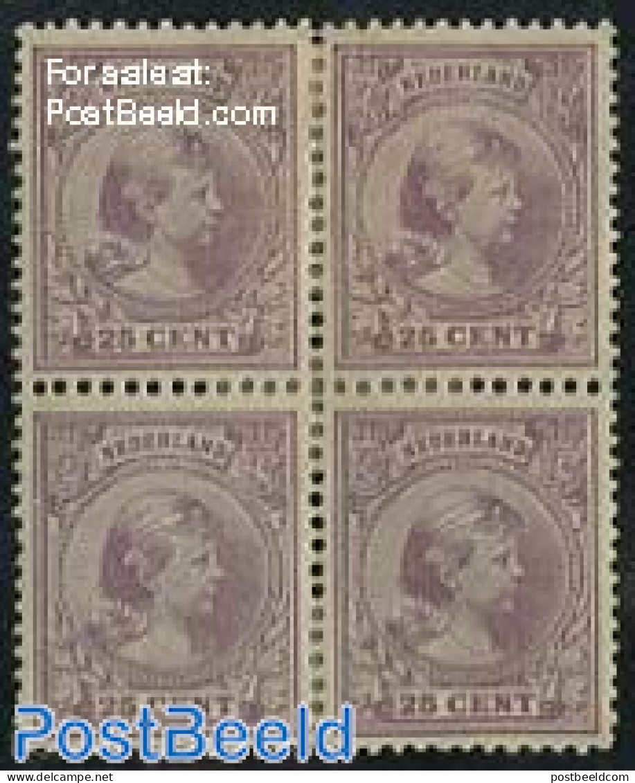 Netherlands 1891 25c, Block Of 4 [+], Unused (hinged) - Unused Stamps