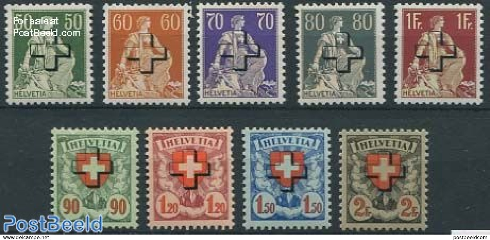 Switzerland 1938 On Service 9v, Grilled Gum, Mint NH - Autres & Non Classés