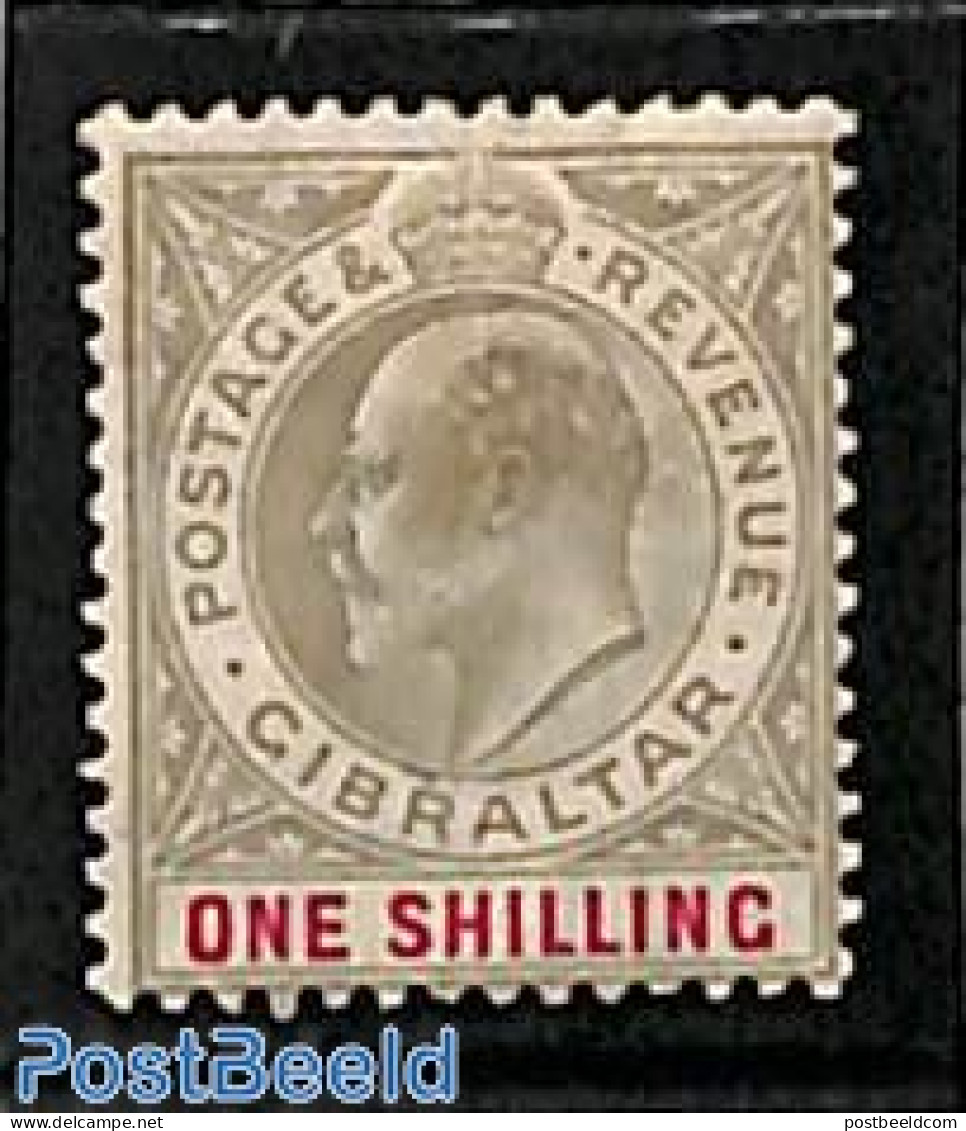 Gibraltar 1903 1sh, WM Crown-CA, Stamp Out Of Set, Unused (hinged) - Gibraltar