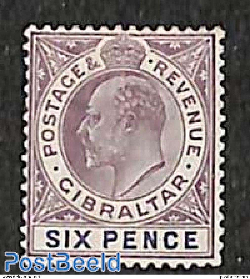 Gibraltar 1903 6d, WM Crown-CA, Stamp Out Of Set, Unused (hinged) - Gibraltar
