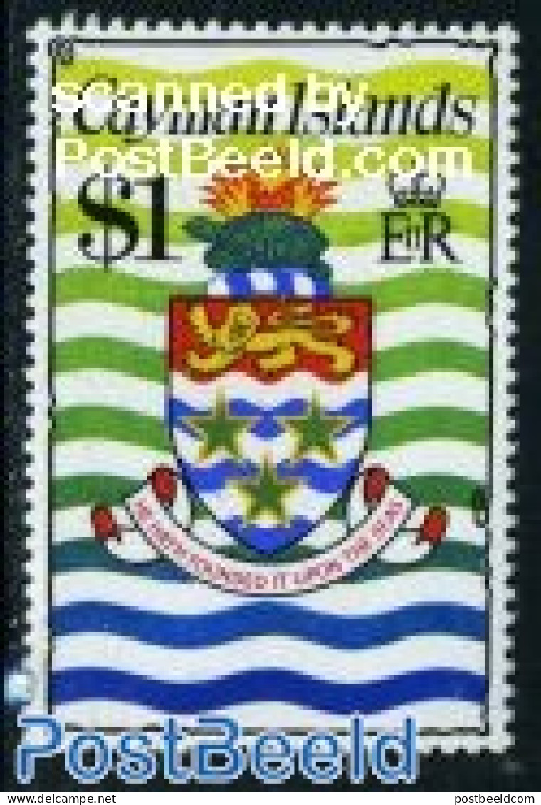 Cayman Islands 1977 1$, Stamp Out Of Set, Mint NH, History - Coat Of Arms - Cayman (Isole)