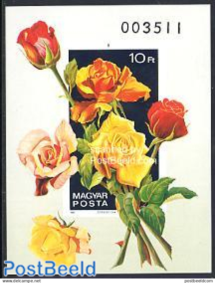 Hungary 1982 Roses S/s Imperforated, Mint NH, Nature - Flowers & Plants - Roses - Ungebraucht