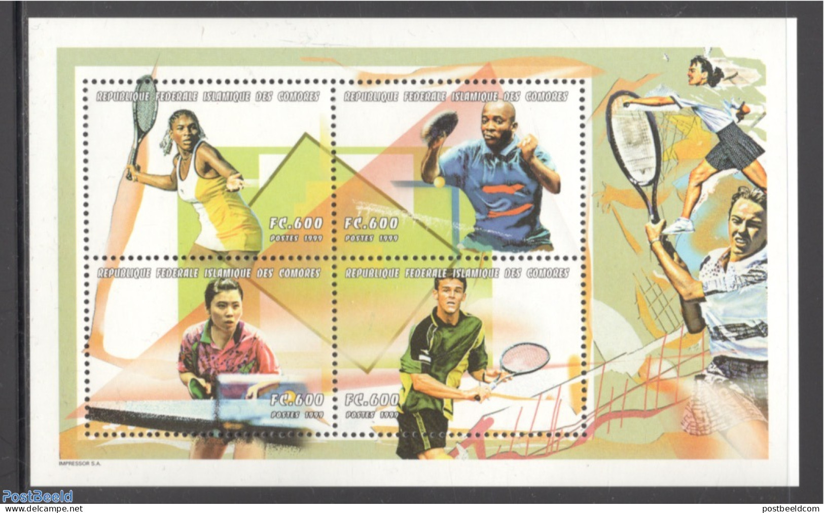 Comoros 1999 Tennis & Table-tennis 4v M/s, Mint NH, Sport - Table Tennis - Tennis - Tenis De Mesa