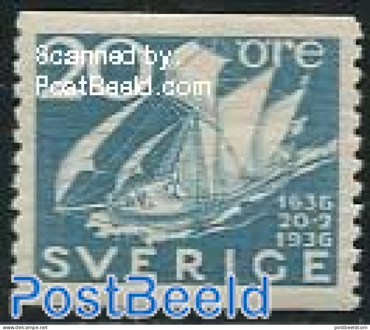 Sweden 1936 20o, Stamp Out Of Set, Unused (hinged), Transport - Post - Ships And Boats - Ongebruikt