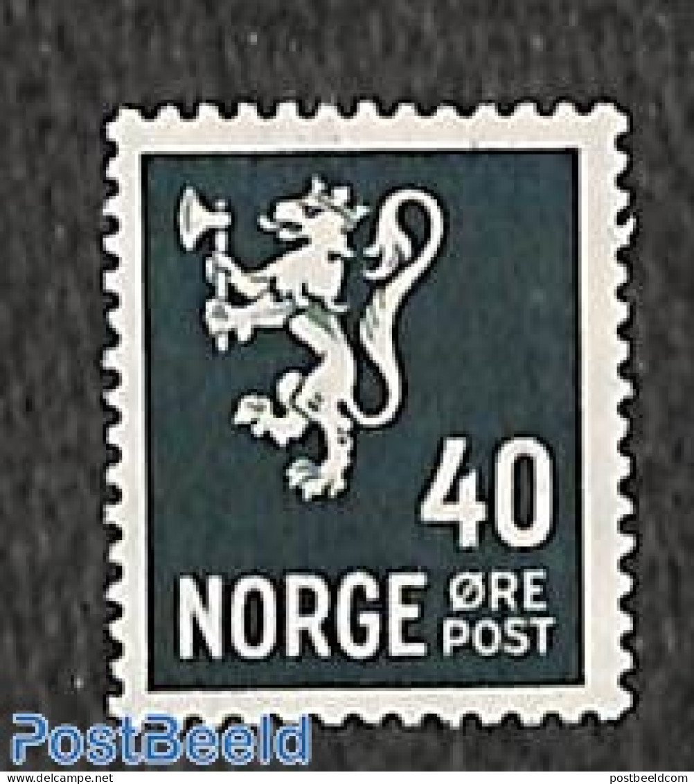 Norway 1937 40o, WM Posthorn, Stamp Out Of Set, Mint NH - Ungebraucht