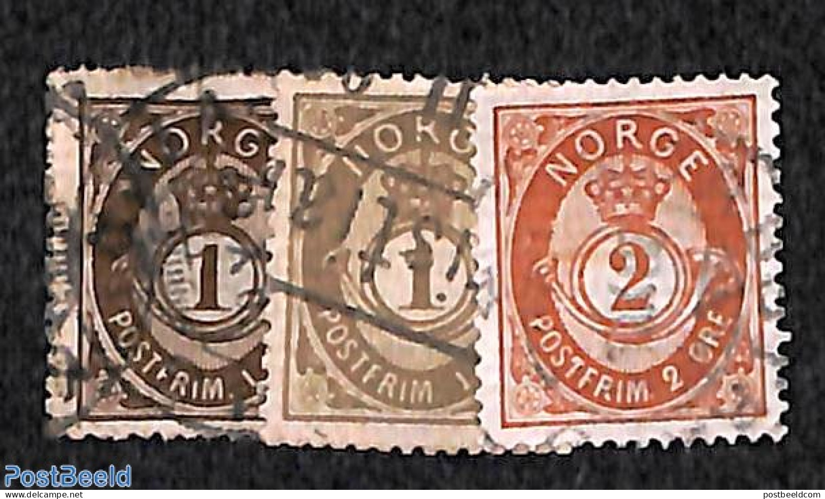 Norway 1890 Definitives 3v, Unused (hinged) - Ongebruikt