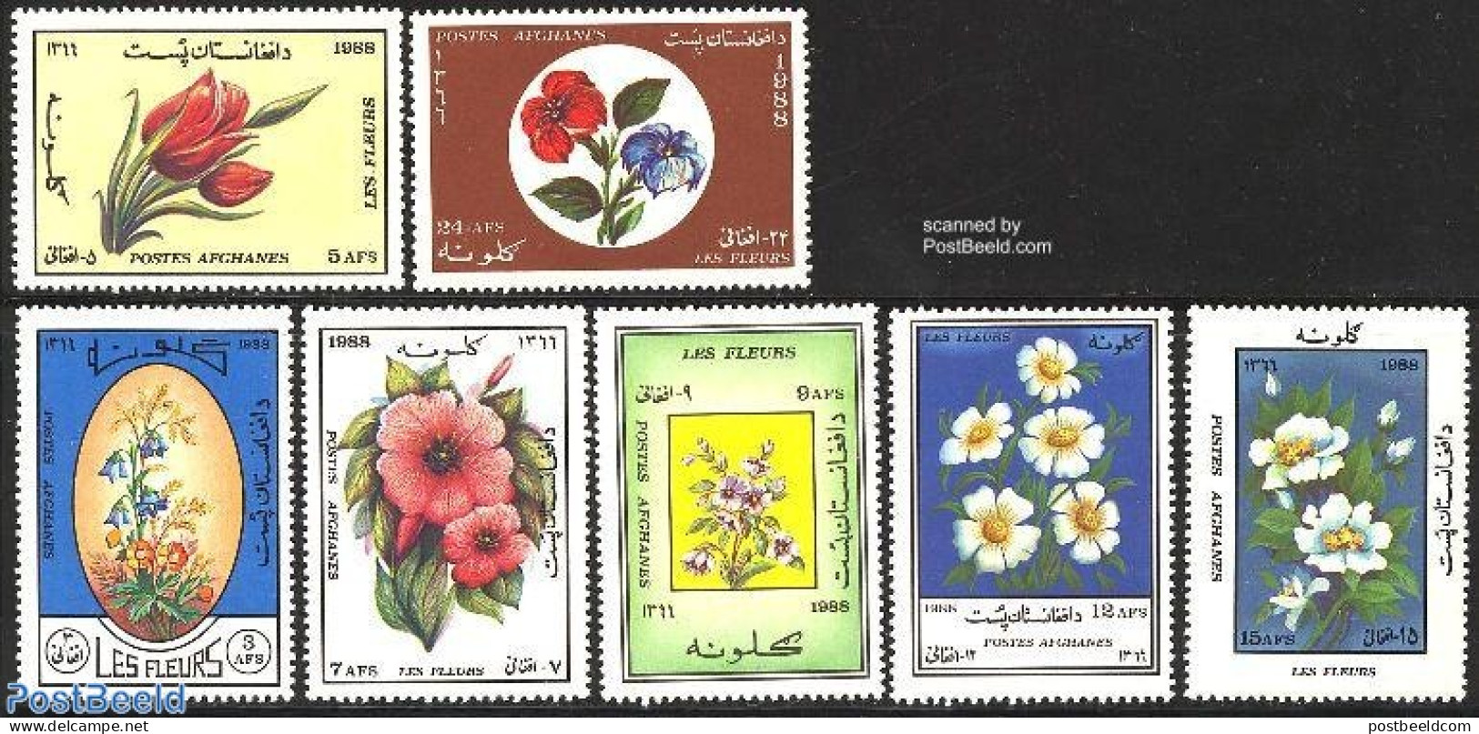 Afghanistan 1988 Flowers 7v, Mint NH, Nature - Flowers & Plants - Afghanistan