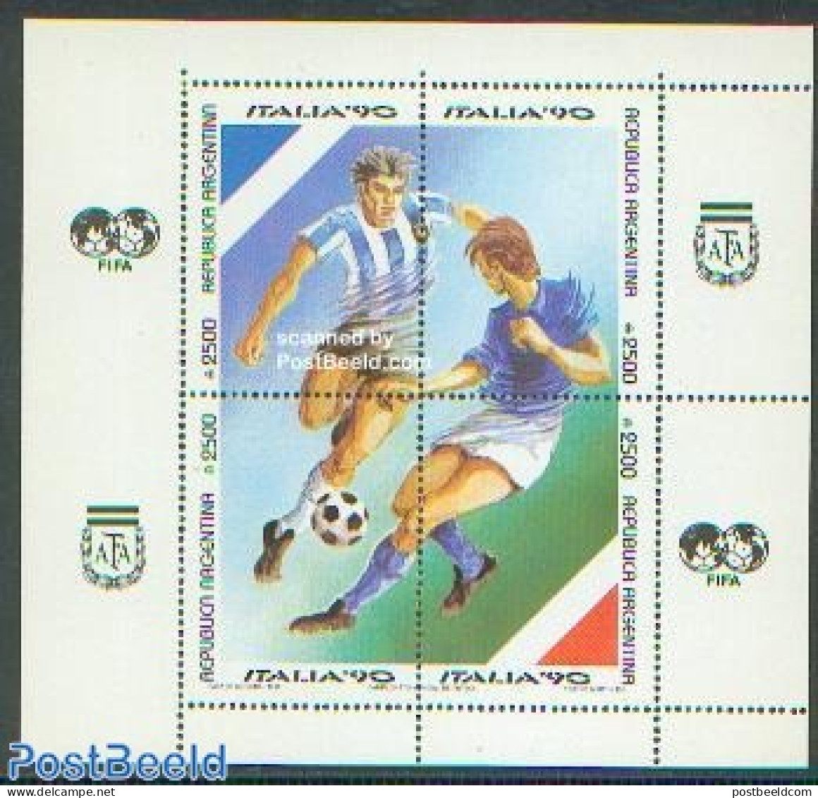 Argentina 1990 World Cup Football Italy 4v M/s, Mint NH, Sport - Football - Unused Stamps