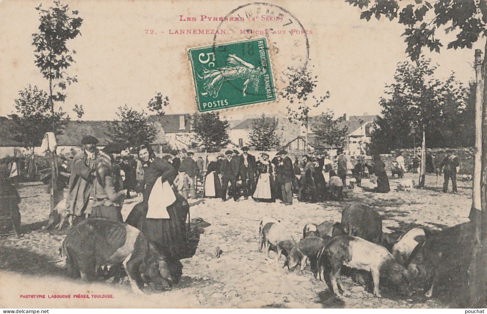 A6- 65) LANNEMEZAN -  MARCHE AUX PORCS - (TRES ANIMEE - 2 SCANS)  - Lannemezan