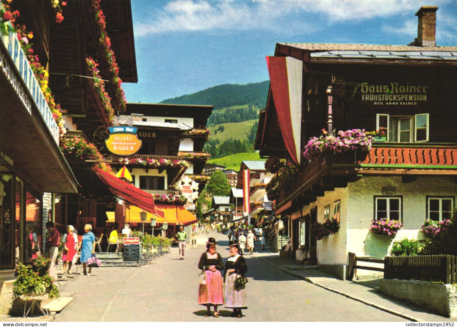 SAALBACH, SALZBURG, ARCHITECTURE, TERRACE, FOLKLORE, COSTUMES, AUSTRIA, POSTCARD - Saalbach