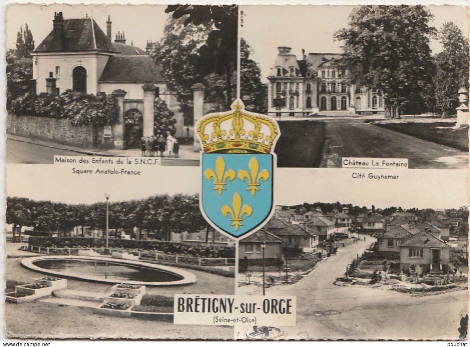 A8-91) BRETIGNY SUR ORGE - MAISON DES ENFANTS SNCF - SQUARE - CHATEAU - CITE GUYNEMER - (OBLITERATION DE 1965 - 2 SCANS) - Bretigny Sur Orge