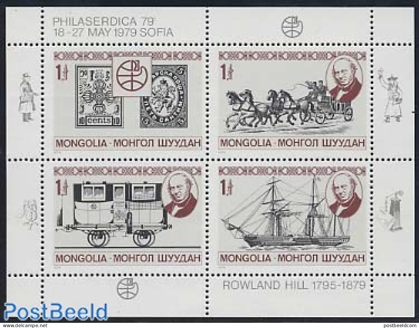 Mongolia 1979 Philaserdica 4v M/s, Mint NH, Nature - Transport - Horses - Philately - Sir Rowland Hill - Stamps On Sta.. - Rowland Hill