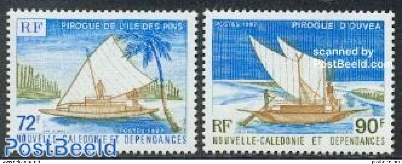 New Caledonia 1987 Pirogues 2v, Mint NH, Transport - Ships And Boats - Neufs