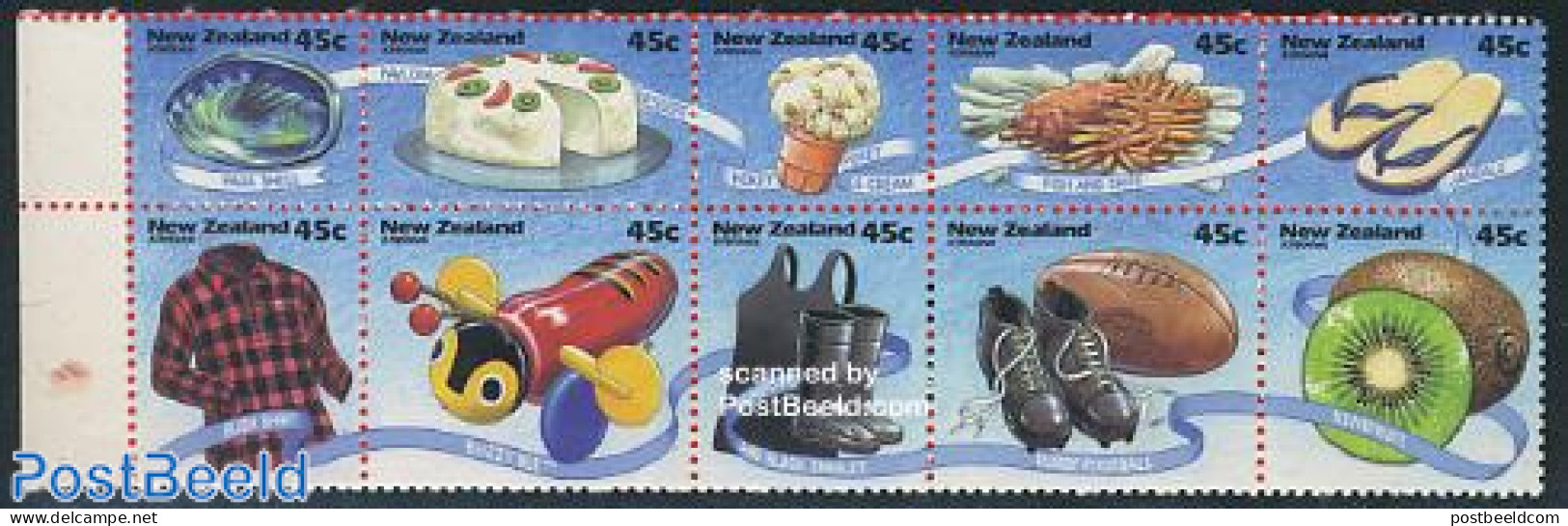 New Zealand 1994 Kiwiana 10v In Booklet, Mint NH, Health - Nature - Sport - Various - Food & Drink - Fruit - Rugby - S.. - Ongebruikt