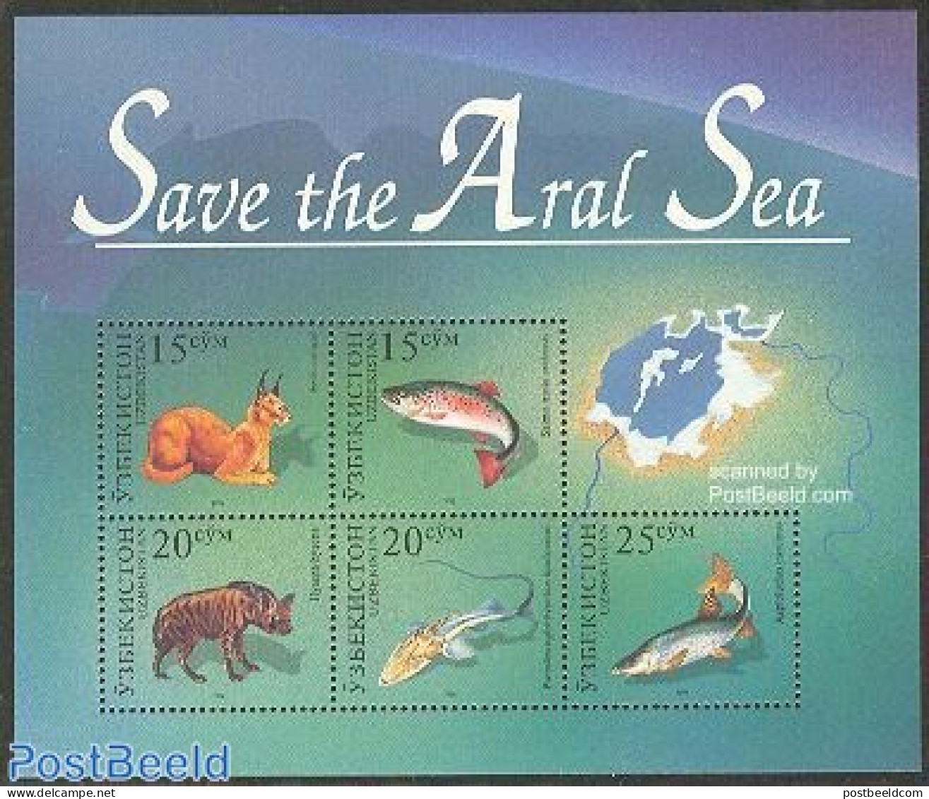 Uzbekistan 1996 Save The Aral Sea S/s, Mint NH, Nature - Various - Animals (others & Mixed) - Environment - Fish - Joi.. - Environment & Climate Protection