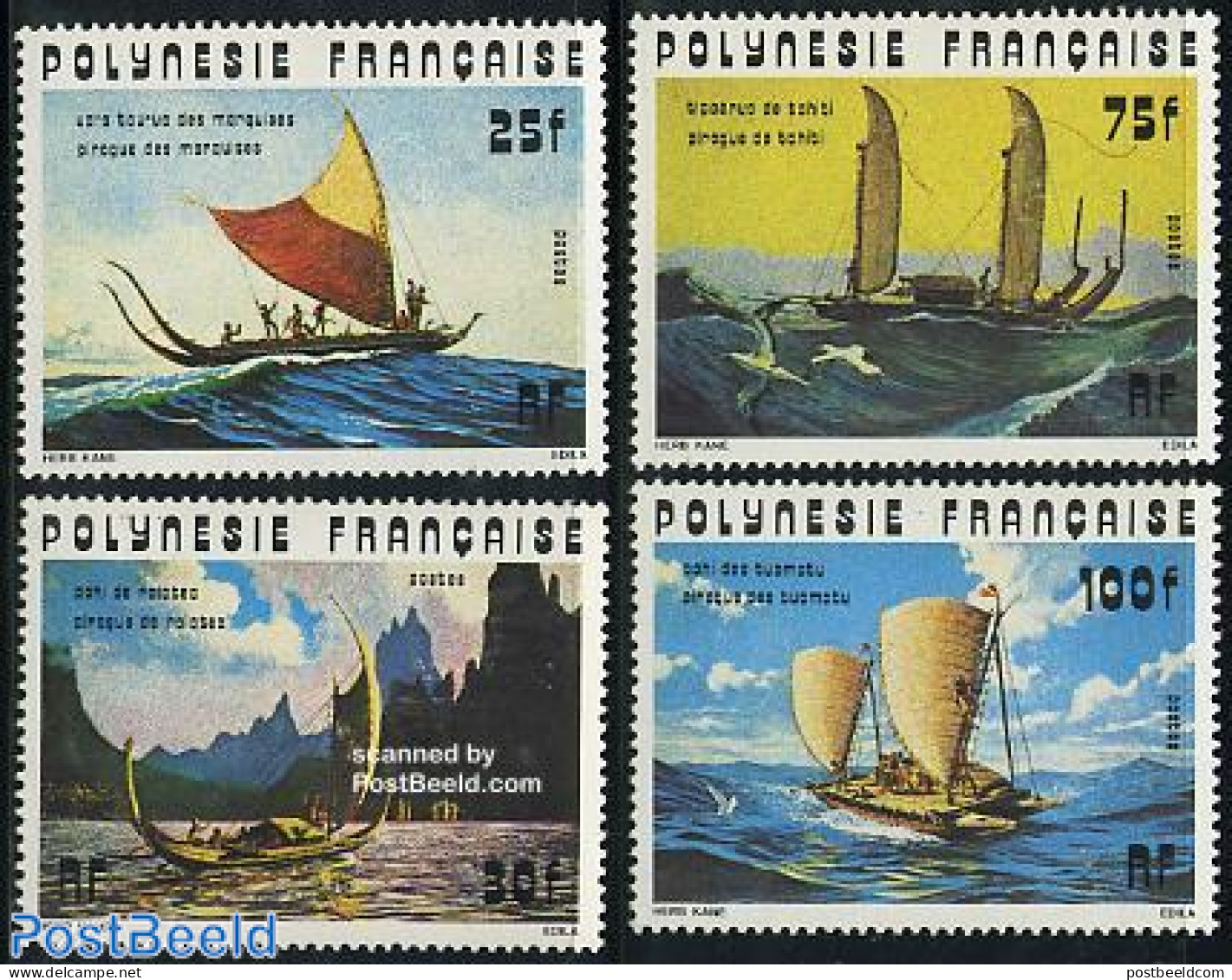 French Polynesia 1976 Pirogues 4v, Mint NH, Transport - Ships And Boats - Ungebraucht