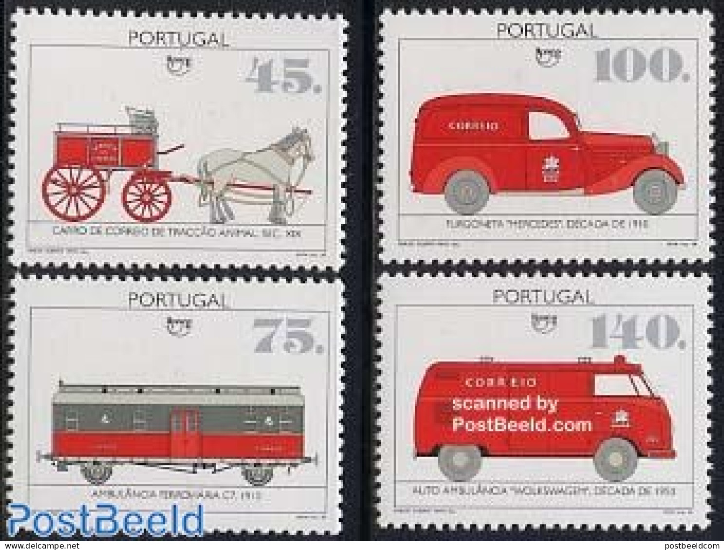 Portugal 1994 Postal Traffic 4v, Mint NH, Nature - Transport - Horses - Post - U.P.A.E. - Automobiles - Railways - Unused Stamps