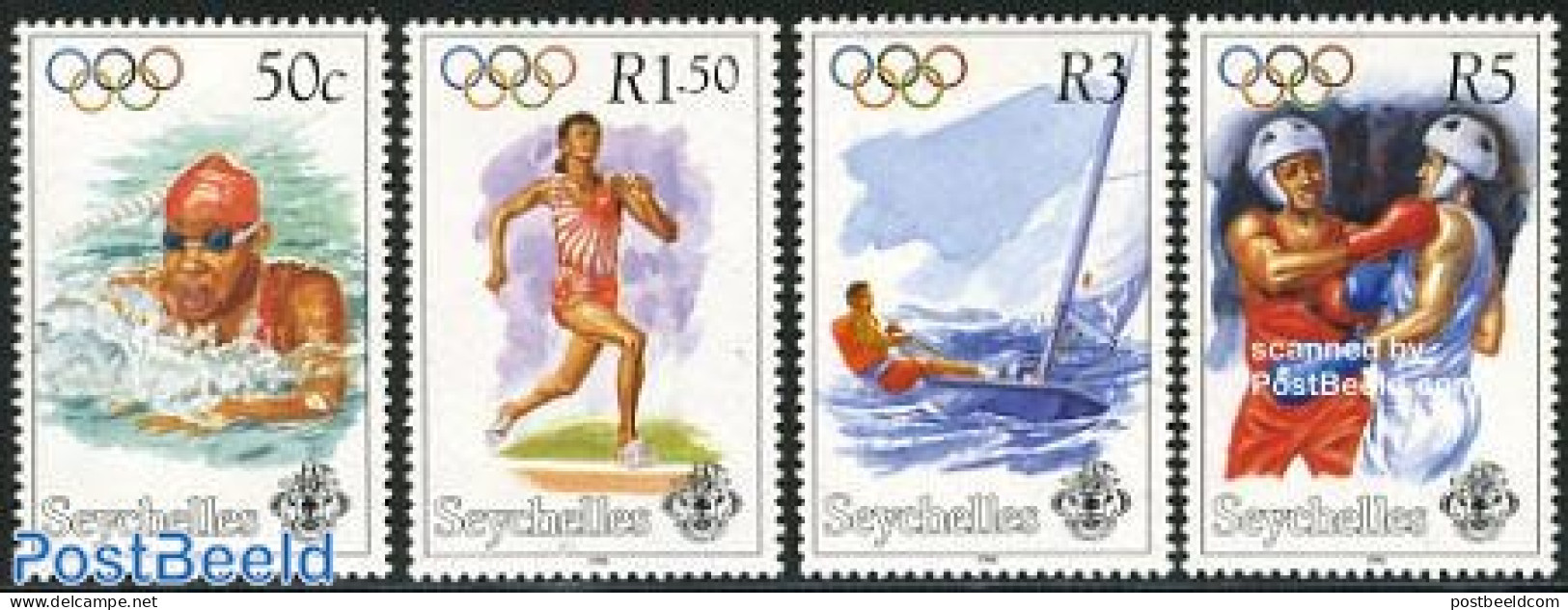 Seychelles 1996 Modern Olympics 4v, Mint NH, Sport - Boxing - Olympic Games - Sailing - Swimming - Pugilato