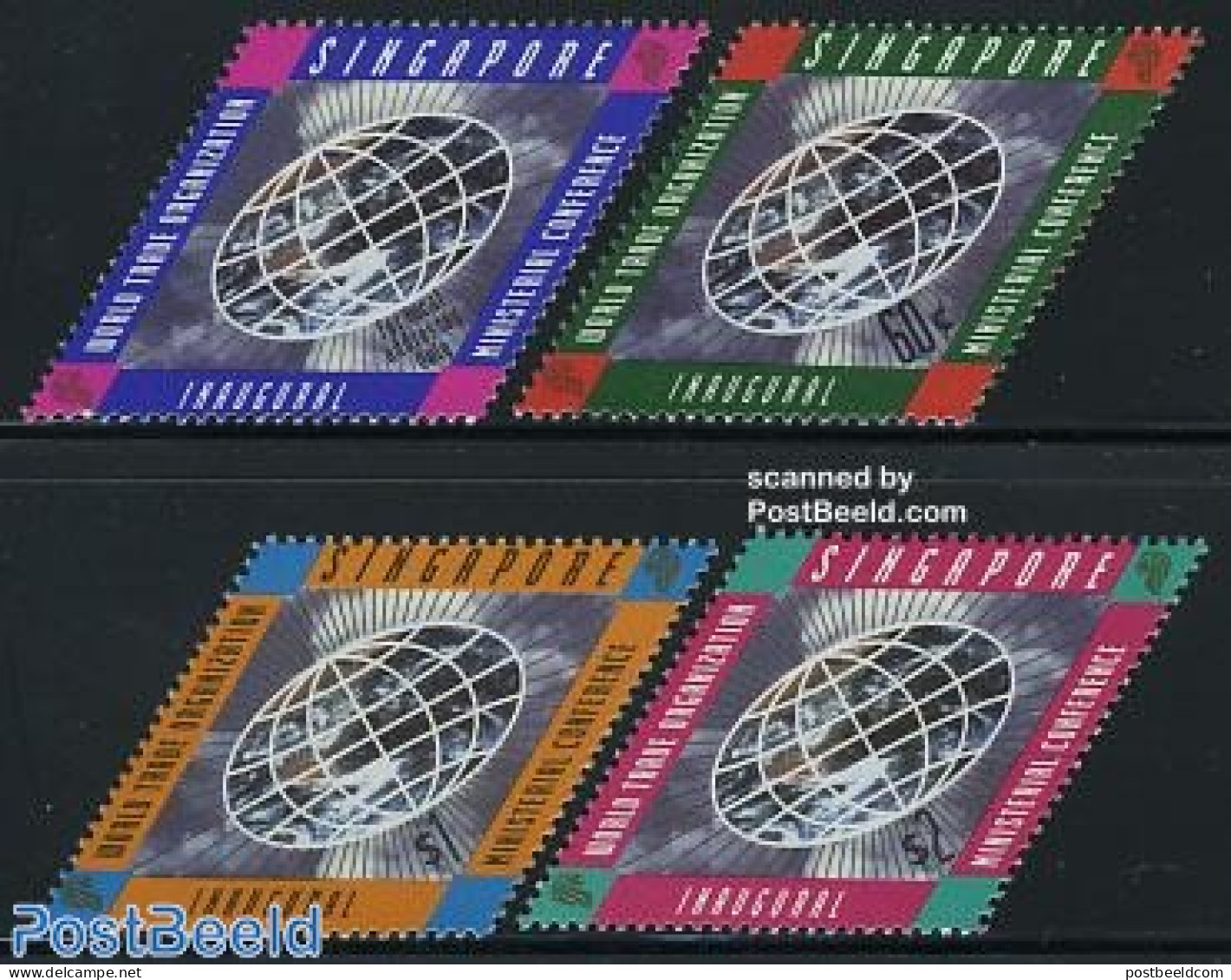 Singapore 1996 W.T.O. Conference 4v, Mint NH, Various - Export & Trade - Globes - Fábricas Y Industrias