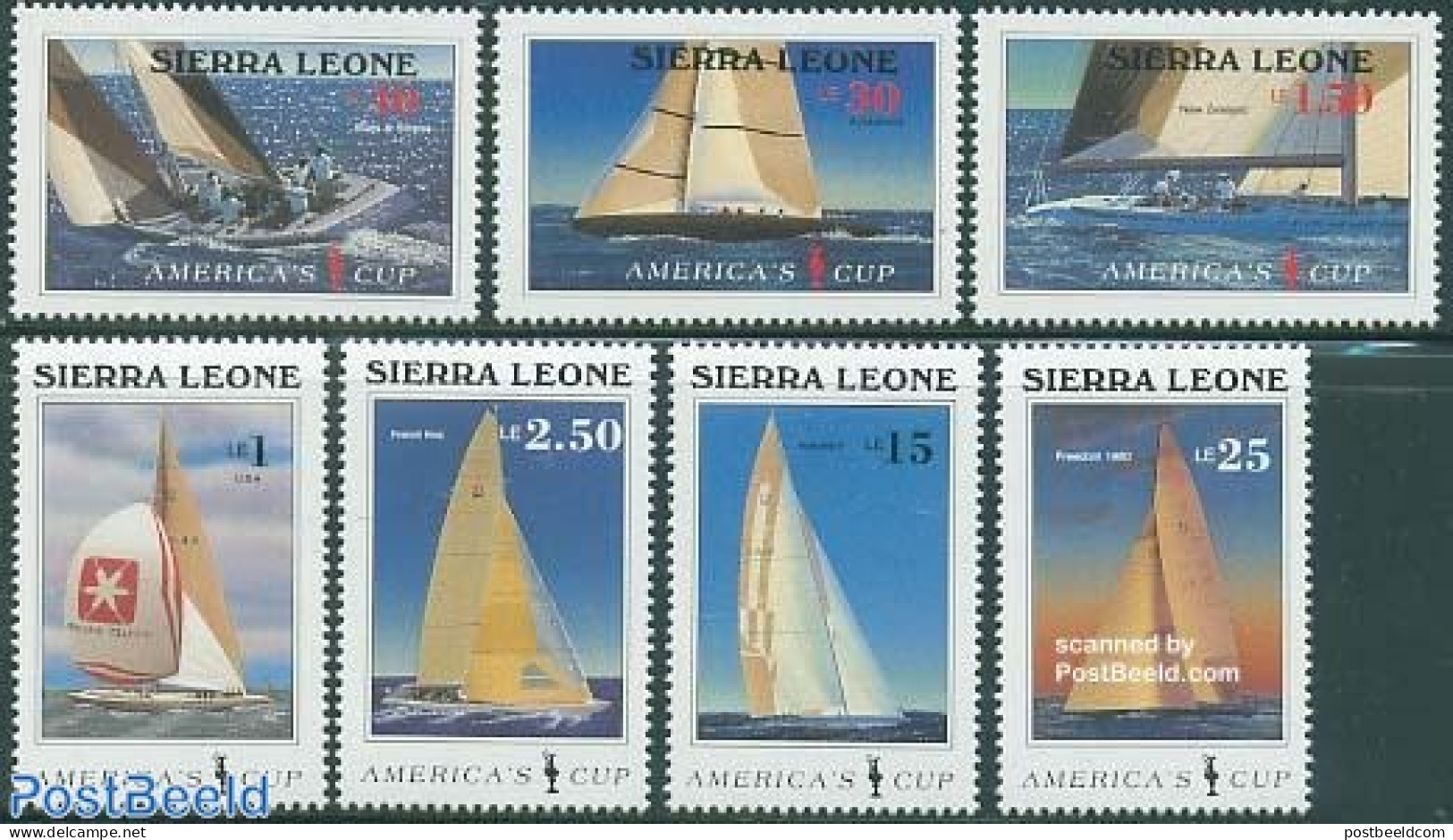 Sierra Leone 1987 Americas Cup 7v, Mint NH, Sport - Transport - Sailing - Sport (other And Mixed) - Ships And Boats - Vela