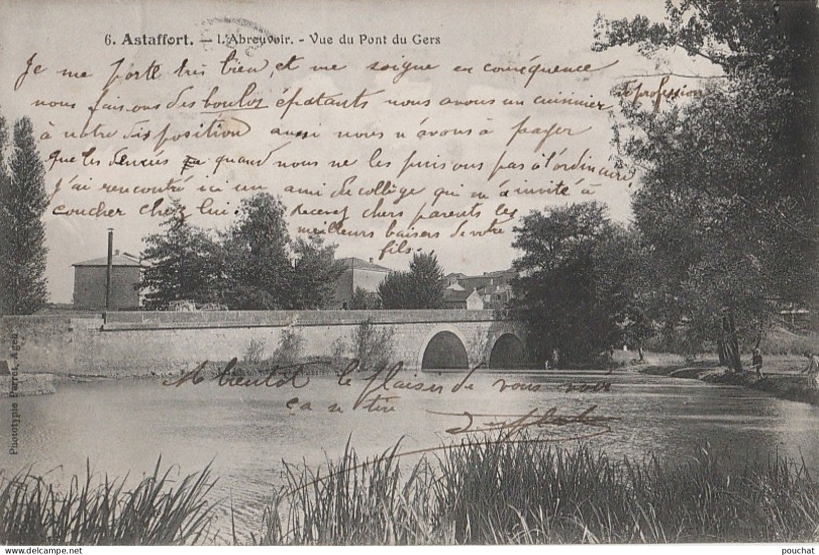 B6-47) ASTAFFORT (LOT ET GARONNE) L'ABREUVOIR - VUE DU PONT DU GERS - (2 SCANS) - Astaffort