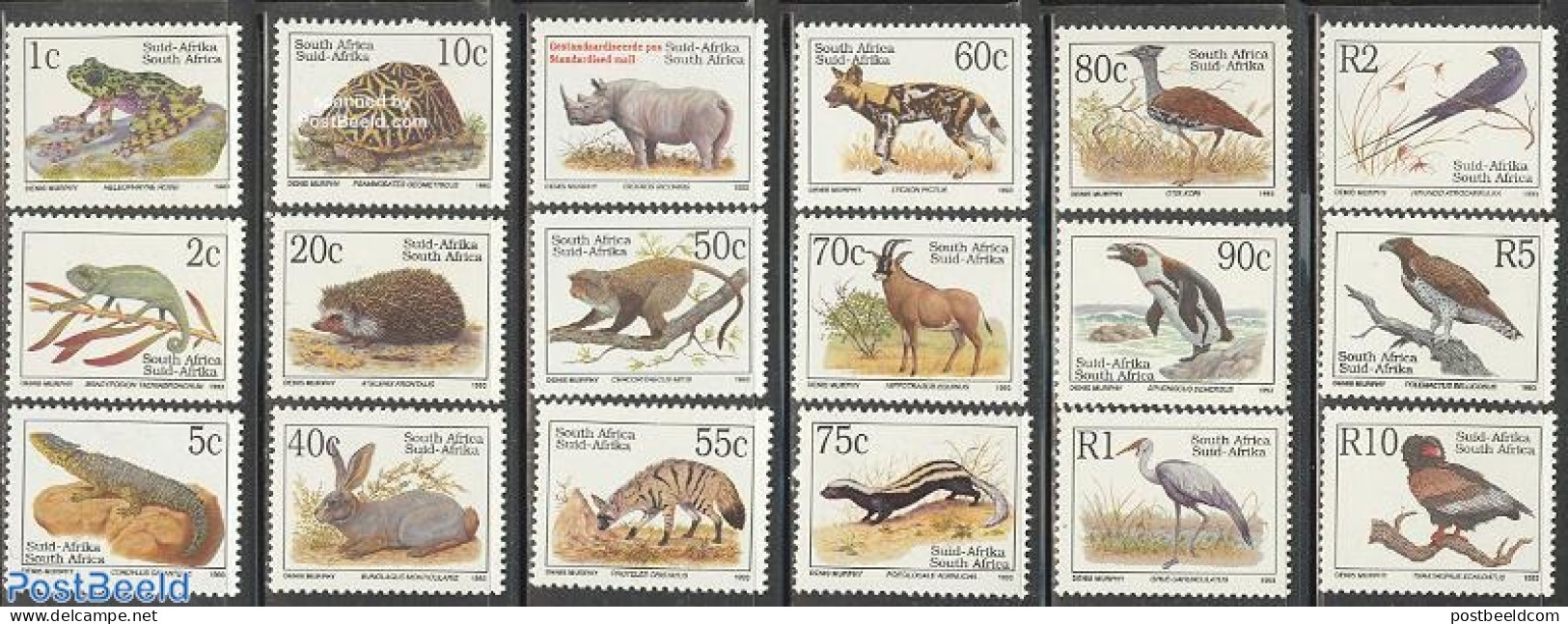 South Africa 1993 Endangered Animals 18v, Mint NH, Nature - Animals (others & Mixed) - Birds - Frogs & Toads - Hedgeho.. - Unused Stamps