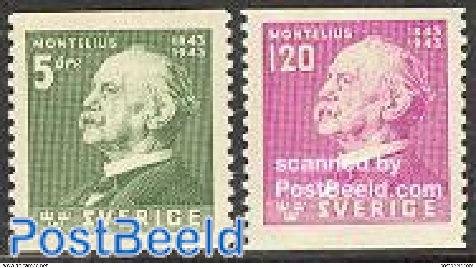 Sweden 1943 O. Montelius 2v, Mint NH - Unused Stamps