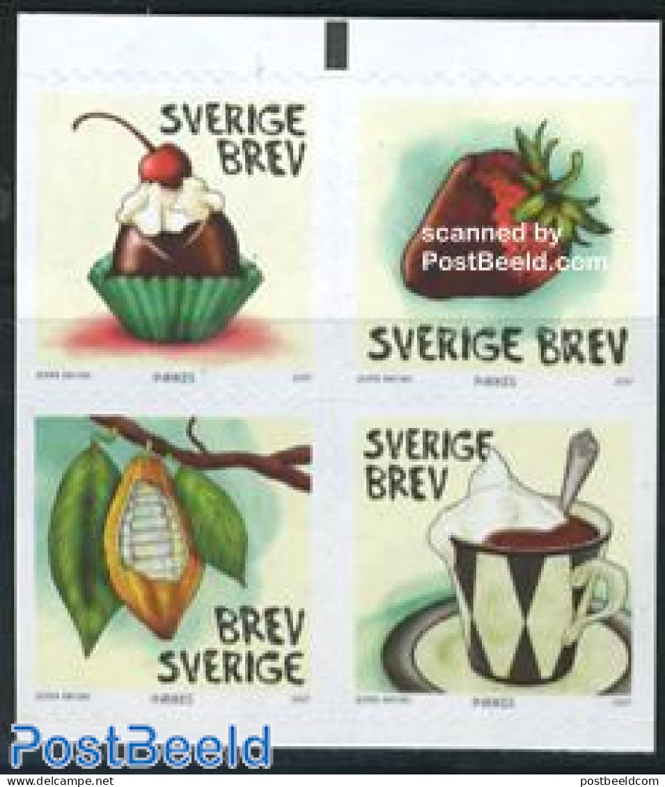 Sweden 2007 Chocolate 4v S-a (from Booklet), Mint NH, Health - Food & Drink - Unused Stamps