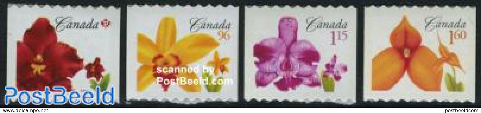Canada 2007 Orchids 4v S-a, Coil, Mint NH, Nature - Flowers & Plants - Orchids - Nuevos