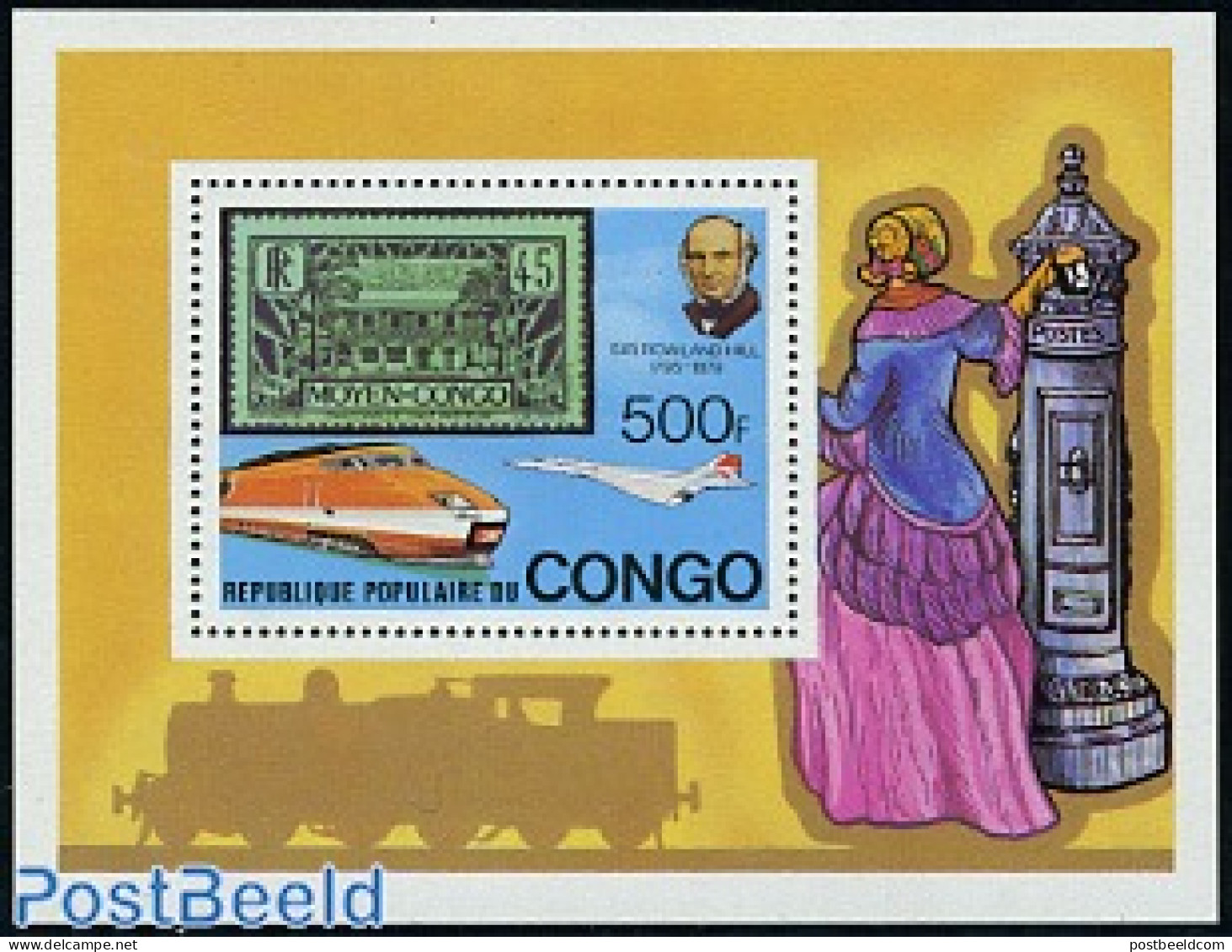 Congo Republic 1979 Sir Rowland Hill S/s, Mint NH, Transport - Sir Rowland Hill - Stamps On Stamps - Concorde - Aircra.. - Rowland Hill