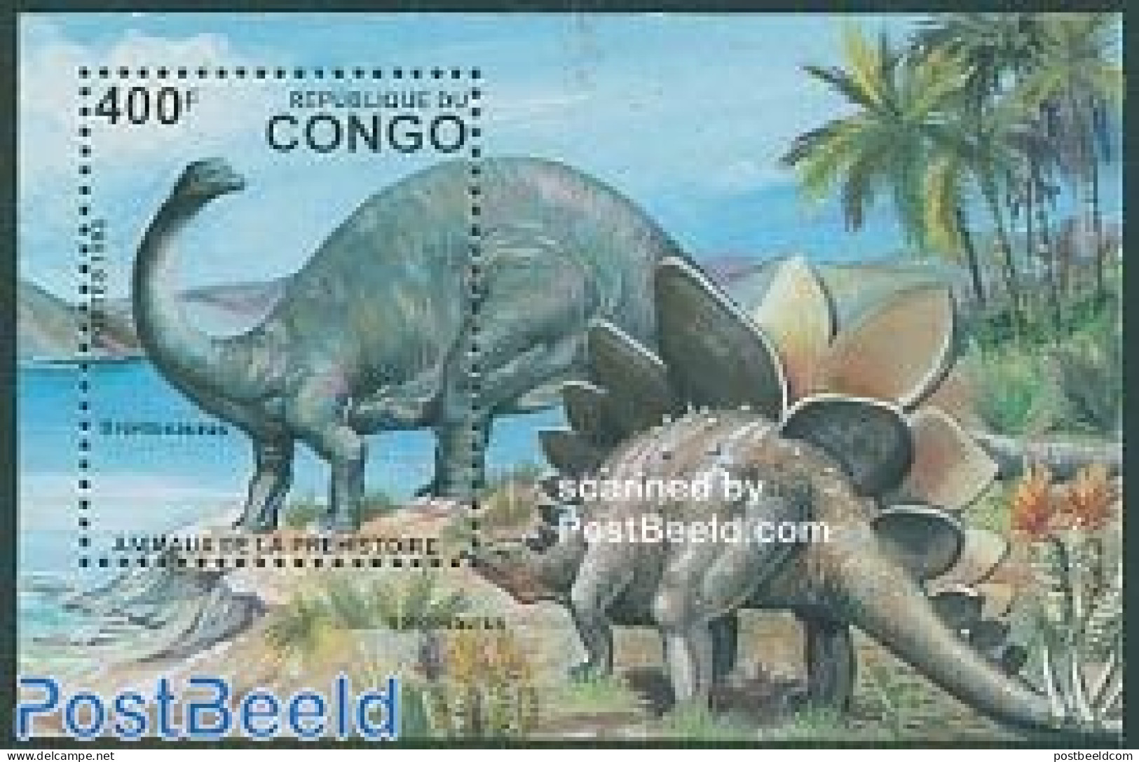 Congo Republic 1993 Prehistoric Animals S/s, Mint NH, Nature - Prehistoric Animals - Prehistorisch