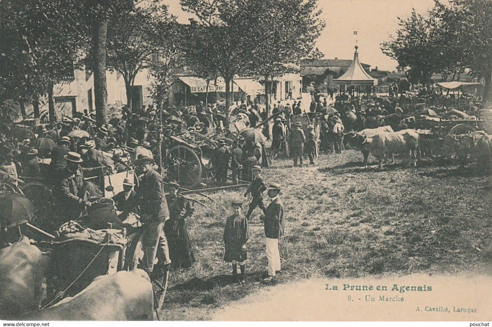 47) LAROQUE TIMBAUT - LA PRUNE EN AGENAIS - UN MARCHÉ - CARTE LOCALISEE A LAROQUE TIMBAUT EDITEUR A.CAVAILLE - 3 SCANS - Laroque Timbault