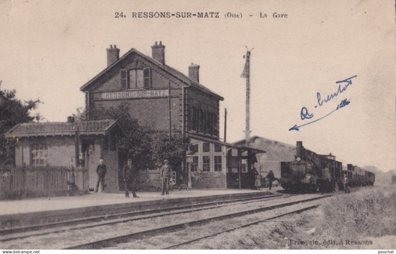 C1-60) RESSONS SUR MATZ (OISE) LA GARE - ANIMEE - TRAIN -  ( 2 SCANS ) - Ressons Sur Matz