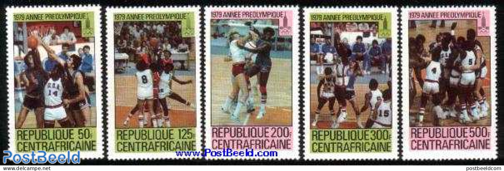 Central Africa 1979 Preolympic Year 5v, Mint NH, Sport - Basketball - Olympic Games - Baloncesto