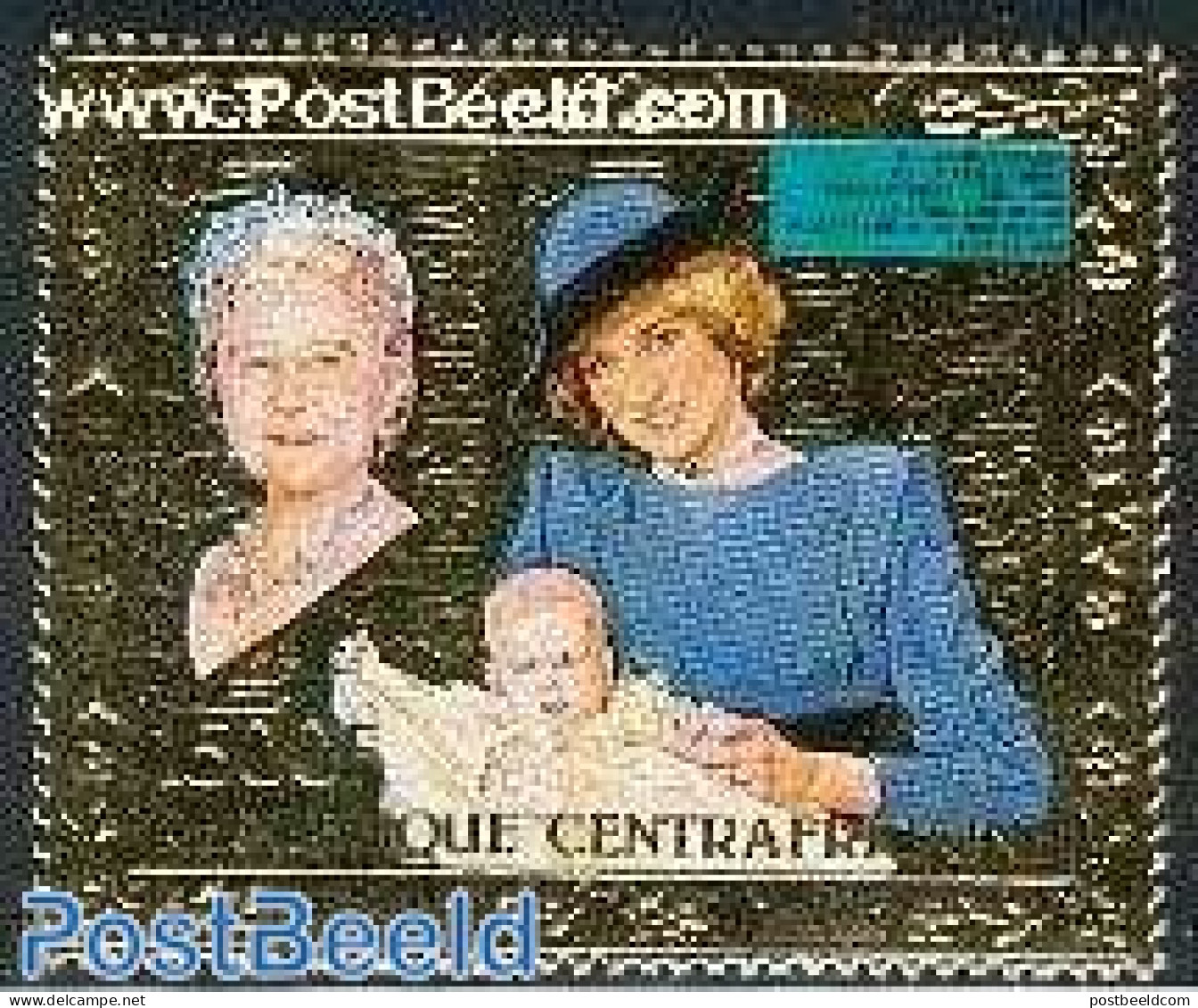 Central Africa 1985 Diana/Henry/Queen Mother 1v, Gold, Mint NH, History - Charles & Diana - Kings & Queens (Royalty) - Familles Royales