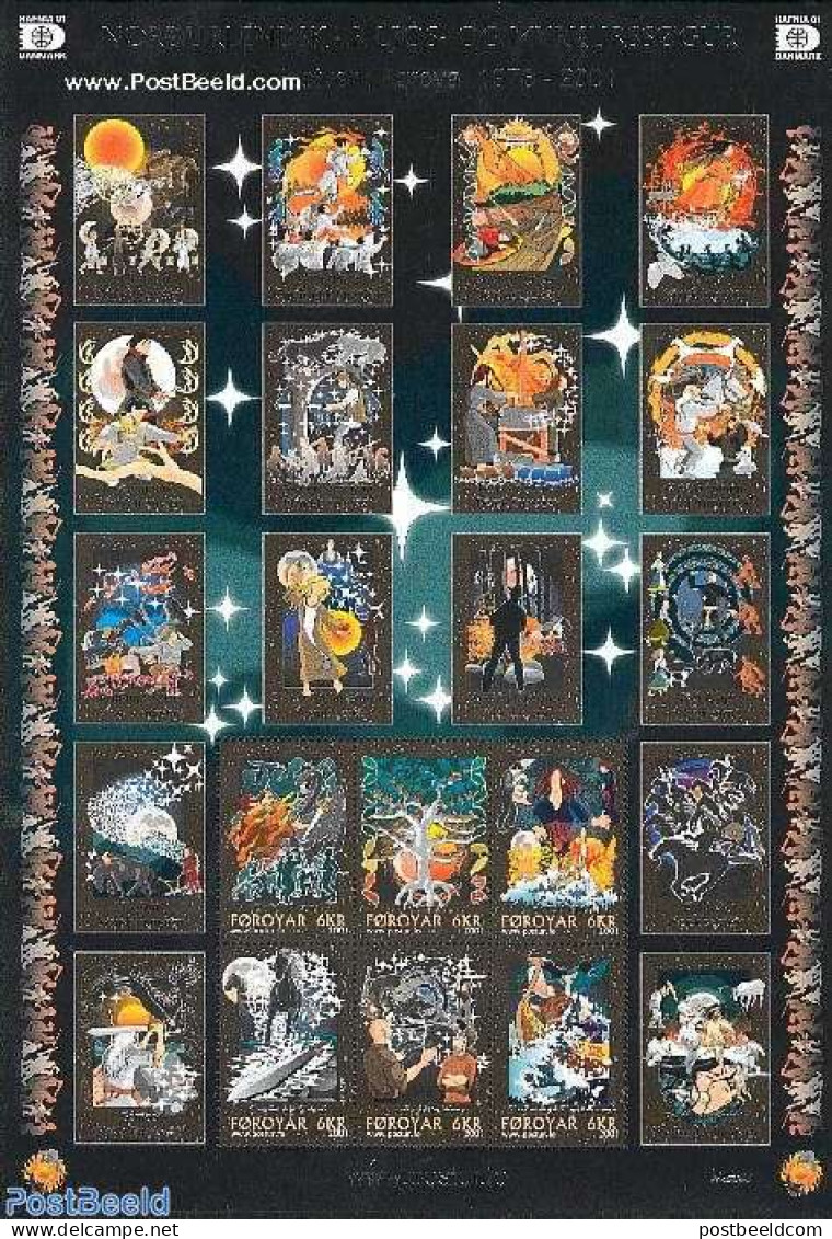 Faroe Islands 2001 Myths & Legends 6v M/s, Mint NH, Art - Fairytales - Verhalen, Fabels En Legenden