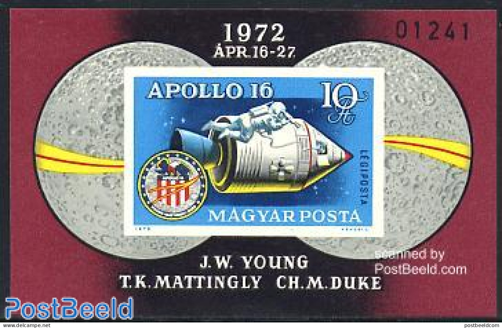 Hungary 1972 Apollo 16 S/s Imperforated, Mint NH, Transport - Space Exploration - Nuovi