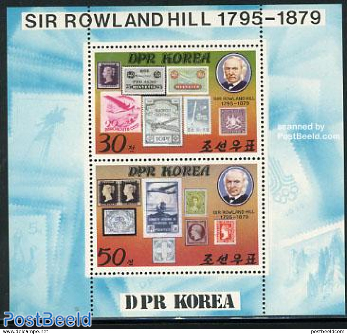 Korea, North 1980 Sir Rowland Hill 2v M/s, Mint NH, Transport - Sir Rowland Hill - Stamps On Stamps - Aircraft & Aviat.. - Rowland Hill
