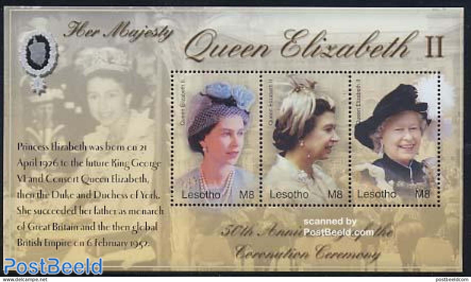 Lesotho 2004 Queen Jubilee 3v M/s, Mint NH, History - Kings & Queens (Royalty) - Familles Royales
