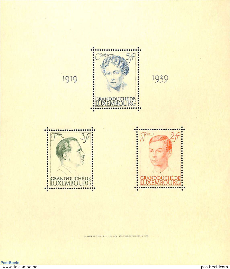 Luxemburg 1939 Caritas S/s, Unused (hinged), History - Kings & Queens (Royalty) - Nuevos