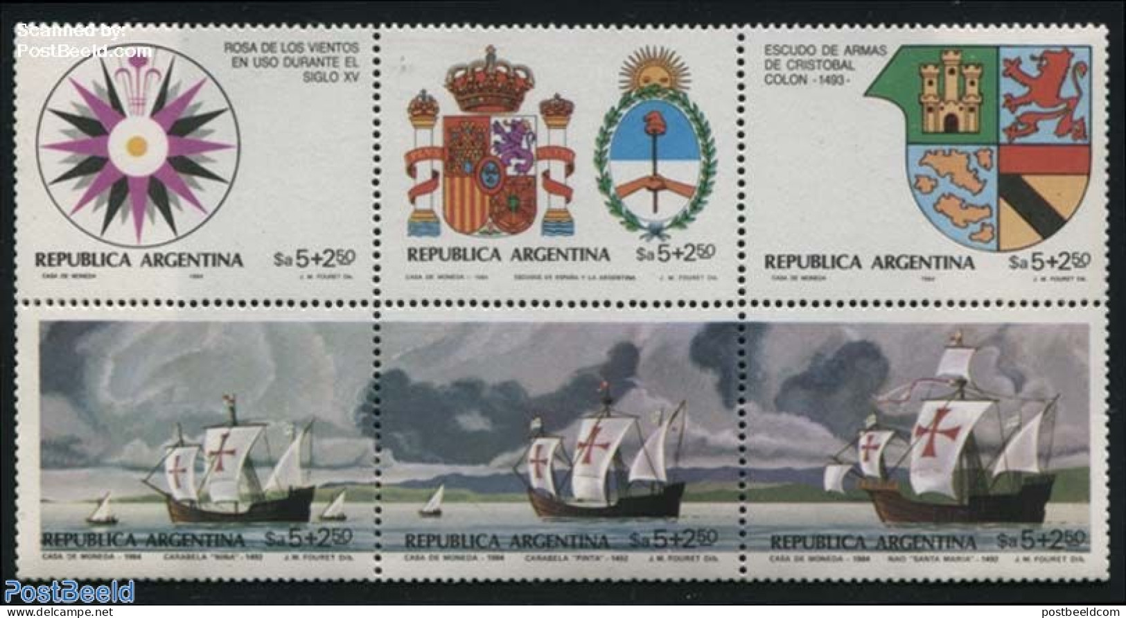 Argentina 1984 Argentina 85 6v, Mint NH, History - Transport - Coat Of Arms - Explorers - Ships And Boats - Ongebruikt