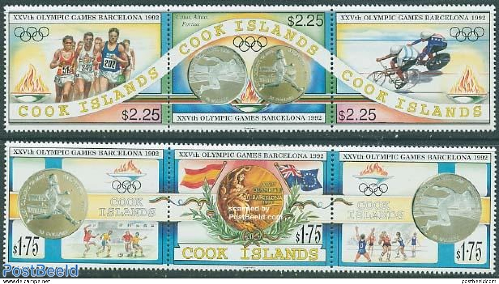 Cook Islands 1992 Olympic Games 2x3v [::], Mint NH, Sport - Various - Basketball - Cycling - Olympic Games - Money On .. - Basketball