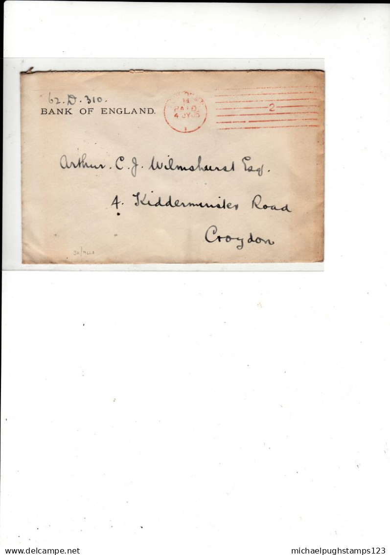 G.B. / Bank Of England / Machine Paid Postmarks - Unclassified