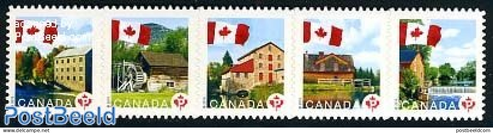 Canada 2010 Historic Water Mills 5v S-a, Mint NH, Various - Mills (Wind & Water) - Neufs