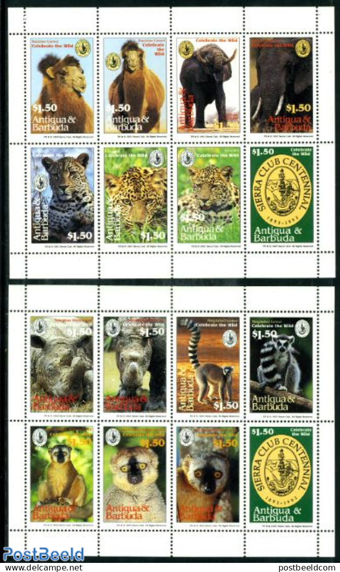 Antigua & Barbuda 1994 Sierra Club 15v (in 2 M/s), Mint NH, Nature - Animals (others & Mixed) - Camels - Cat Family - .. - Antigua Und Barbuda (1981-...)