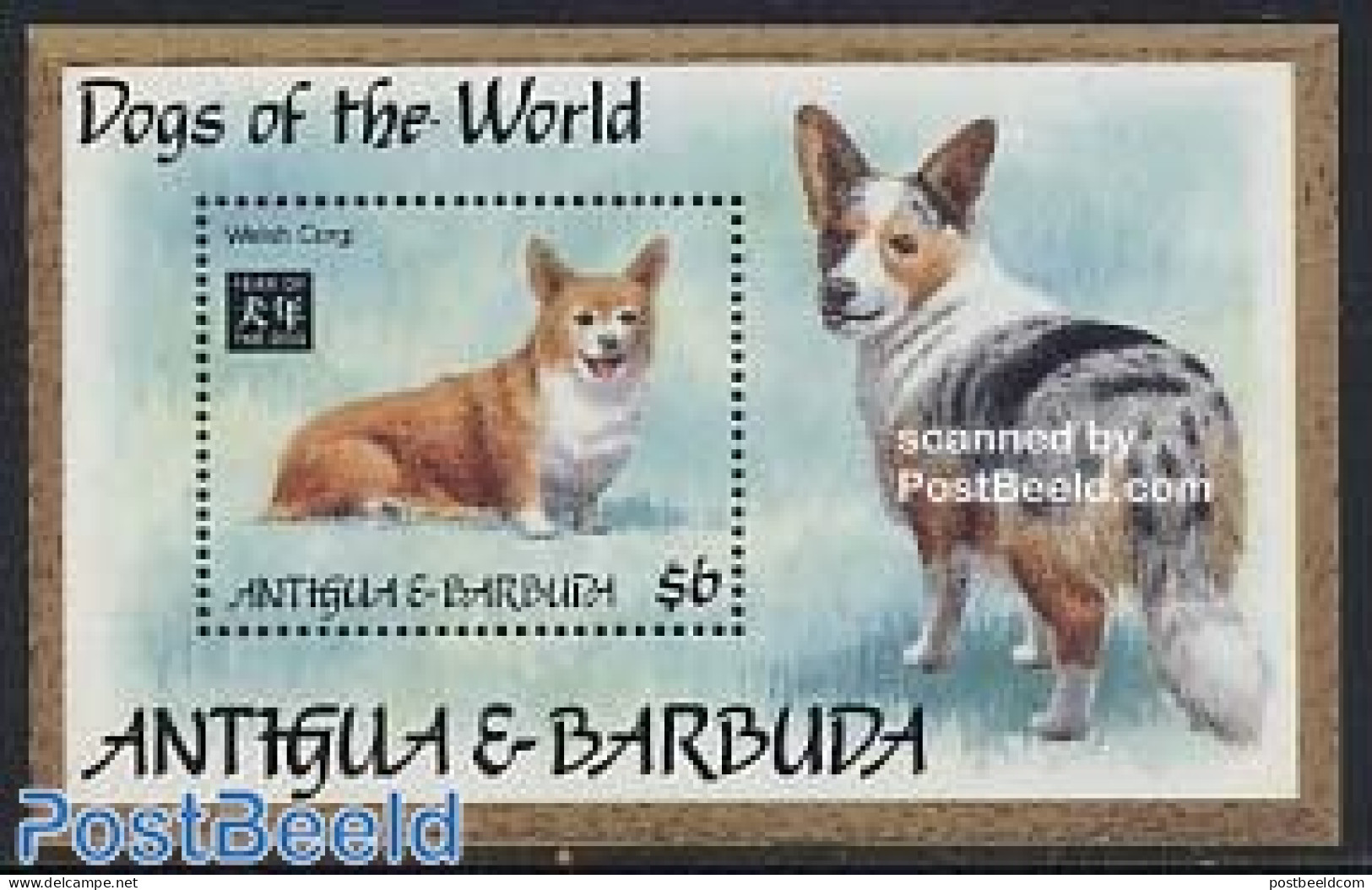 Antigua & Barbuda 1994 Welsh Corgi S/s, Mint NH, Nature - Dogs - Antigua And Barbuda (1981-...)