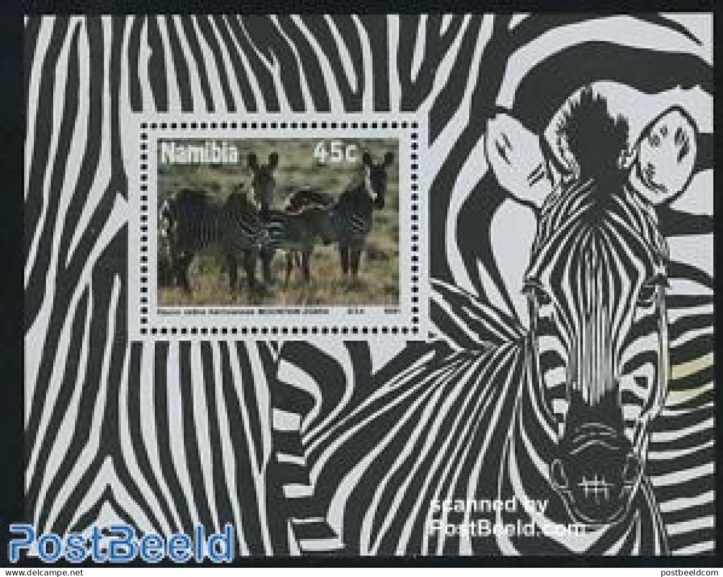 Namibia 1991 Mountain Zebra S/s, Mint NH, Nature - Animals (others & Mixed) - Zebra - Namibia (1990- ...)