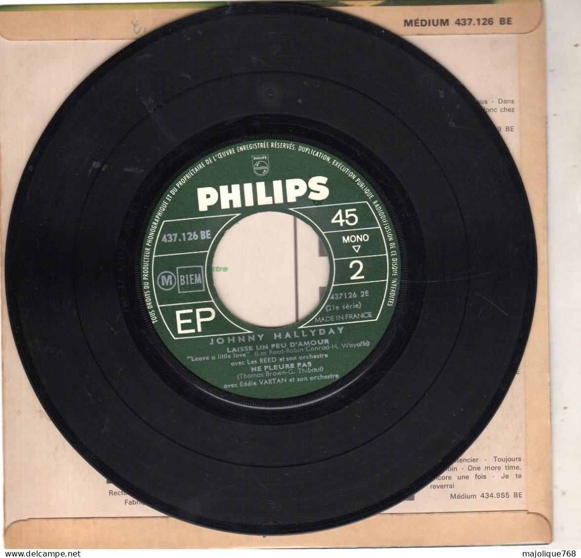 Disque De Johnny Hallyday - Mon Anneau D'or - Philips 437.126 BE - France 1965 - Rock